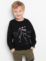Sort sweater med robot dinosaur