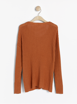 Ribsticket sweater i linned blanding