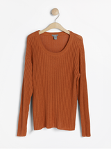 Ribsticket sweater i linned blanding