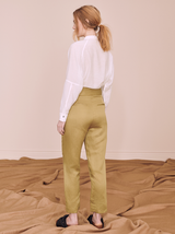 Cropped high waist bukser i lyocell-blanding