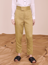 Cropped high waist bukser i lyocell-blanding