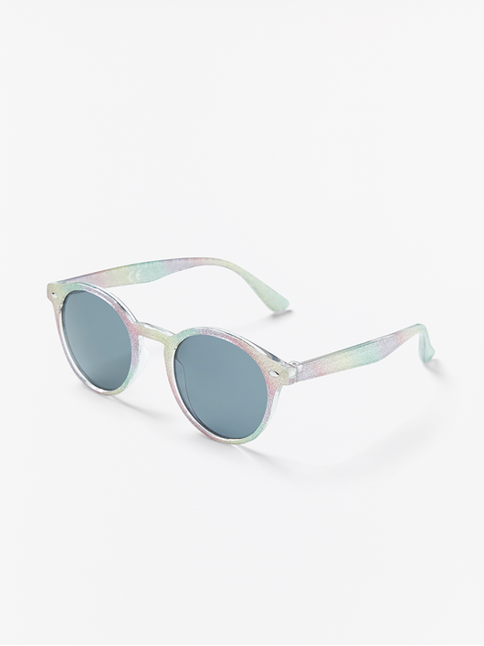 Runde glittery solbriller i regnbuefarver