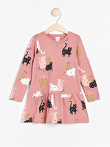 Langærmet jersey tunika med katte print