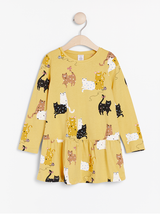 Langærmet jersey tunika med katte print