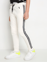 Hvide sweatpants med side striber