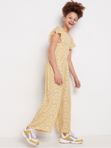 Gul wide leg blomster print jumpsuit