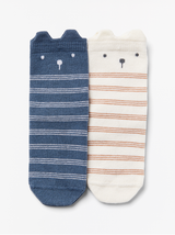 2-pak stribede sokker med dyre ansigter