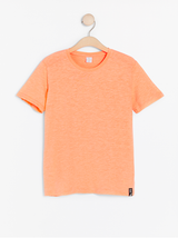 Neon orange ærmet slub jersey t-shirt